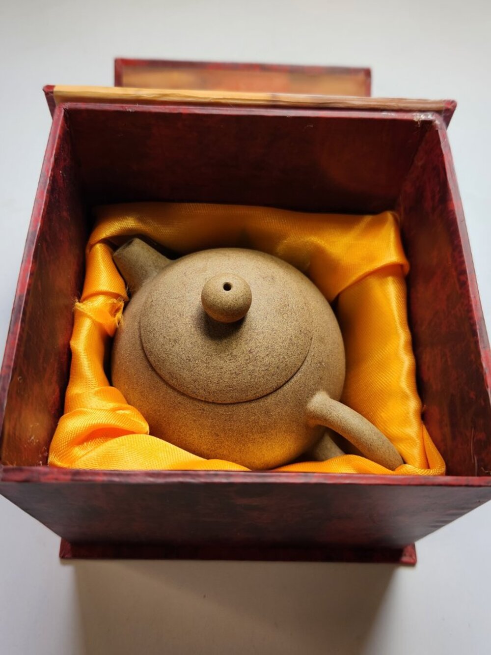 Vintage Chinese Yixing Duan Ni Clay Xi Shi Teapot Engraved Signed Box 7oz Small
